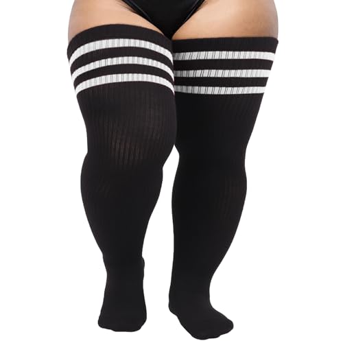 DRESHOW Damen Übergröße Kniestrümpfe Oberschenkelhohe Socken Overknee Lange Stiefel Strümpfe Beinwärmer von DRESHOW