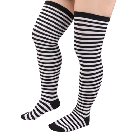 DRESHOW Damen Übergröße Kniestrümpfe Oberschenkelhohe Socken Overknee Lange Stiefel Strümpfe Beinwärmer von DRESHOW