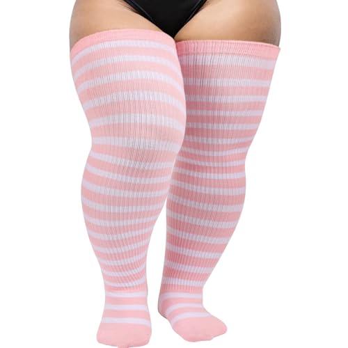DRESHOW Damen Übergröße Kniestrümpfe Oberschenkelhohe Socken Overknee Lange Stiefel Strümpfe Beinwärmer von DRESHOW