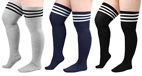 DRESHOW Damen Übergröße Kniestrümpfe Oberschenkelhohe Socken Overknee Lange Stiefel Strümpfe Beinwärmer von DRESHOW