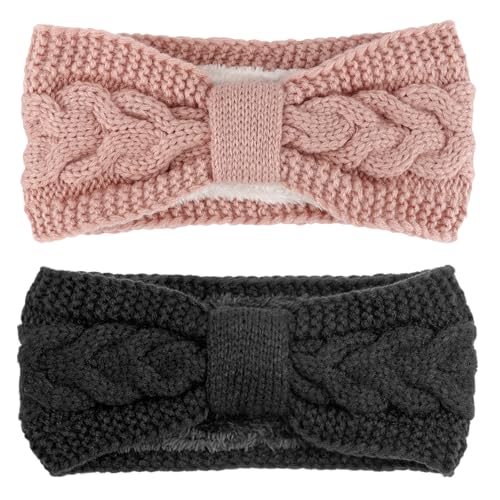 DRESHOW Damen Warm Gestricktes Stirnband Winter Ohrenwärmer Gehäkelte Kopfwickel Dickes Fleecefutter Haarbänder DRESHOW Damen Warm Gestricktes Stirnband Winter Ohrenwärmer Gehäkelte Kopfwickel Dickes Fleecefutter Haarbänder von DRESHOW