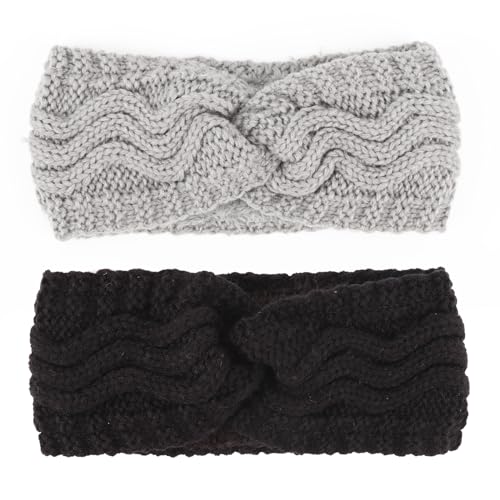 DRESHOW Damen Warm Gestricktes Stirnband Winter Ohrenwärmer Gehäkelte Kopfwickel Dickes Fleecefutter Haarbänder von DRESHOW