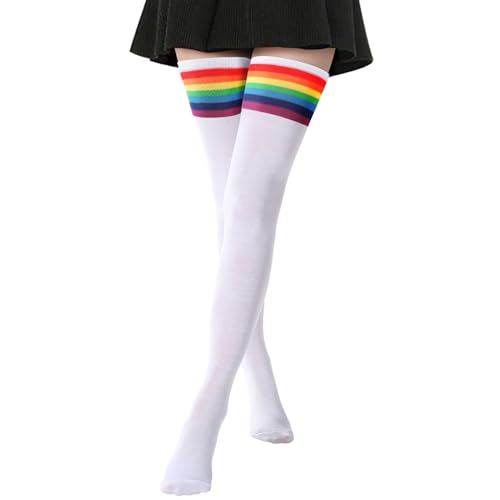 DRESHOW Extra Long Thigh High Socks Long Boot Stockings Striped Over Knee Socks for Women Cotton Leg Warmers von DRESHOW