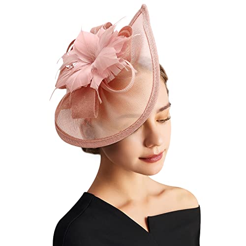 DRESHOW Fascinator Hüte für Damen Pillbox Hut mit Schleier Stirnband und Einer Gegabelten Clip Tea Party Kopfbedeckung von DRESHOW
