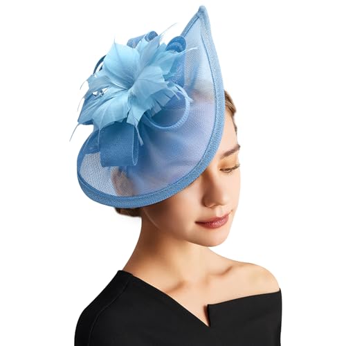 DRESHOW Fascinator Hüte für Damen Pillbox Hut mit Schleier Stirnband und Einer Gegabelten Clip Tea Party Kopfbedeckung von DRESHOW
