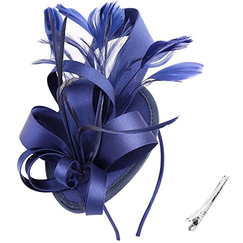 DRESHOW Fascinator Hüte für Damen Pillbox Hut mit Schleier Stirnband und Einer Gegabelten Clip Tea Party Kopfbedeckung von DRESHOW