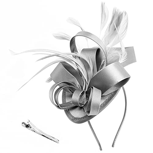 DRESHOW Fascinator Hüte für Damen Pillbox Hut mit Schleier Stirnband und Einer Gegabelten Clip Tea Party Kopfbedeckung von DRESHOW