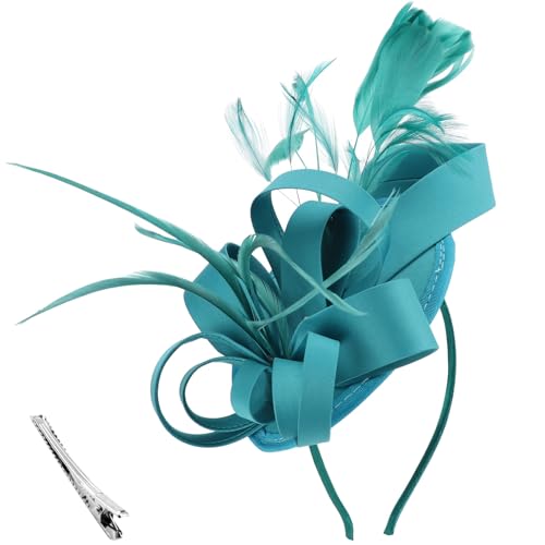 DRESHOW Fascinator Hüte für Damen Pillbox Hut mit Schleier Stirnband und Einer Gegabelten Clip Tea Party Kopfbedeckung von DRESHOW