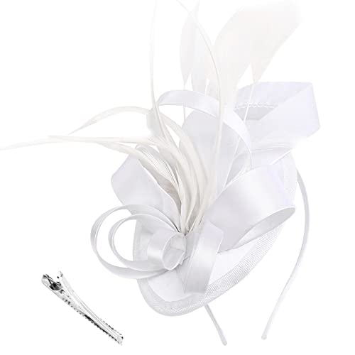 DRESHOW Fascinator Hüte für Damen Pillbox Hut mit Schleier Stirnband und Einer Gegabelten Clip Tea Party Kopfbedeckung von DRESHOW