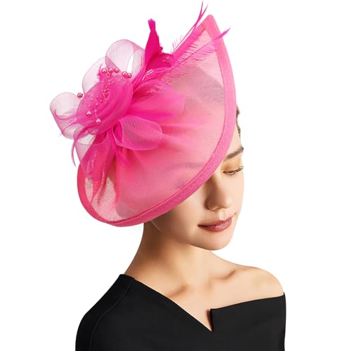 DRESHOW Fascinator Hüte für Damen Pillbox Hut mit Schleier Stirnband und Einer Gegabelten Clip Tea Party Kopfbedeckung von DRESHOW