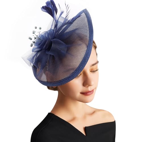 DRESHOW Fascinator Hüte für Damen Pillbox Hut mit Schleier Stirnband und Einer Gegabelten Clip Tea Party Kopfbedeckung von DRESHOW