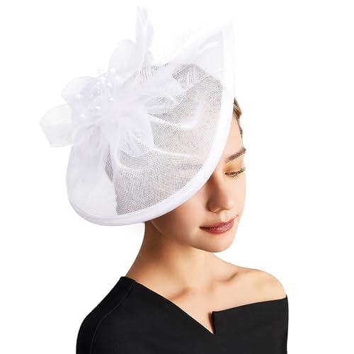 DRESHOW Fascinator Hüte für Damen Pillbox Hut mit Schleier Stirnband und Einer Gegabelten Clip Tea Party Kopfbedeckung von DRESHOW