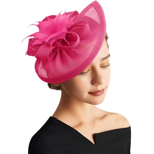DRESHOW Fascinator Hüte für Damen Pillbox Hut mit Schleier Stirnband und Einer Gegabelten Clip Tea Party Kopfbedeckung von DRESHOW