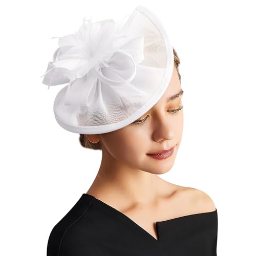 DRESHOW Fascinator Hüte für Damen Pillbox Hut mit Schleier Stirnband und Einer Gegabelten Clip Tea Party Kopfbedeckung von DRESHOW