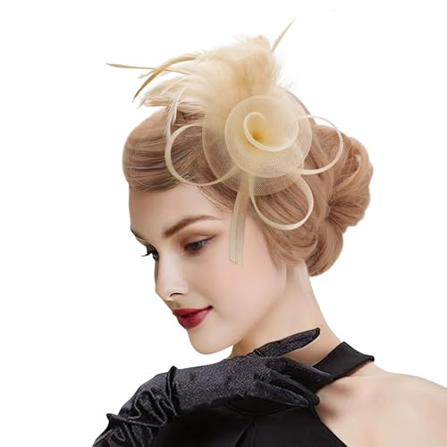 DRESHOW Fascinator Hüte für Damen Pillbox Hut mit Schleier Stirnband und Einer Gegabelten Clip Tea Party Kopfbedeckung von DRESHOW