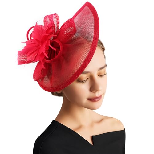 DRESHOW Fascinator Hüte für Damen Pillbox Hut mit Schleier Stirnband und Einer Gegabelten Clip Tea Party Kopfbedeckung von DRESHOW