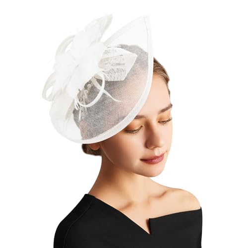 DRESHOW Fascinator Hüte für Damen Pillbox Hut mit Schleier Stirnband und Einer Gegabelten Clip Tea Party Kopfbedeckung von DRESHOW