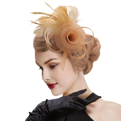 DRESHOW Fascinator Hüte für Damen Pillbox Hut mit Schleier Stirnband und Einer Gegabelten Clip Tea Party Kopfbedeckung von DRESHOW