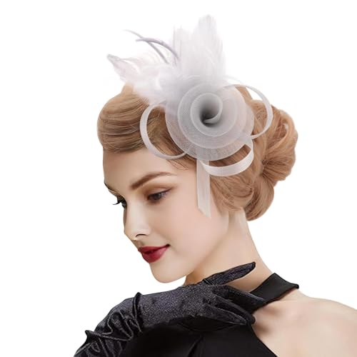 DRESHOW Fascinator Hüte für Damen Pillbox Hut mit Schleier Stirnband und Einer Gegabelten Clip Tea Party Kopfbedeckung von DRESHOW