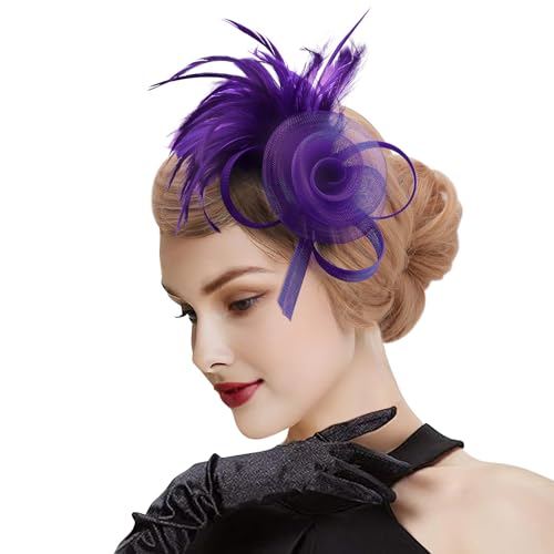 DRESHOW Fascinator Hüte für Damen Pillbox Hut mit Schleier Stirnband und Einer Gegabelten Clip Tea Party Kopfbedeckung von DRESHOW