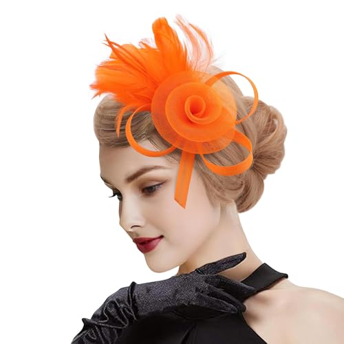 DRESHOW Fascinator Hüte für Damen Pillbox Hut mit Schleier Stirnband und Einer Gegabelten Clip Tea Party Kopfbedeckung von DRESHOW