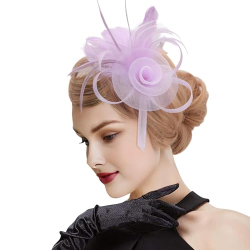 DRESHOW Fascinator Hüte für Damen Pillbox Hut mit Schleier Stirnband und Einer Gegabelten Clip Tea Party Kopfbedeckung von DRESHOW