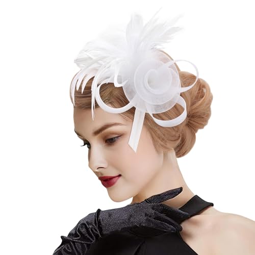 DRESHOW Fascinator Hüte für Damen Pillbox Hut mit Schleier Stirnband und Einer Gegabelten Clip Tea Party Kopfbedeckung von DRESHOW