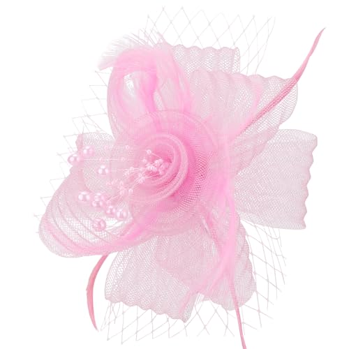 DRESHOW Fascinator Hüte für Damen Pillbox Hut mit Schleier und Gegabelten Clip Cocktail Tea Party Kopfbedeckung von DRESHOW