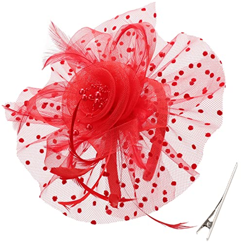 DRESHOW Fascinator Hüte für Damen Pillbox Hut mit Schleier Stirnband und Einer Gegabelten Clip Tea Party Kopfbedeckung von DRESHOW
