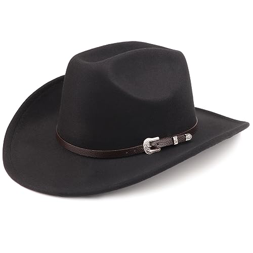 DRESHOW Fedora-Hut mit breiter Krempe für Damen Gürtelschnalle Retro-Panama-Schlapphut von DRESHOW