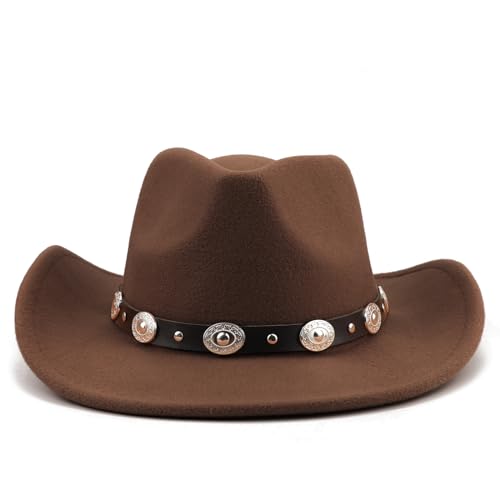 DRESHOW Fedora-Hut mit breiter Krempe für Damen Gürtelschnalle Retro-Panama-Schlapphut von DRESHOW