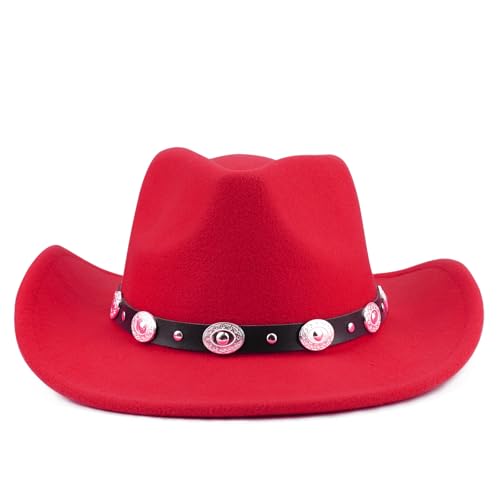 DRESHOW Fedora-Hut mit breiter Krempe für Damen Gürtelschnalle Retro-Panama-Schlapphut von DRESHOW