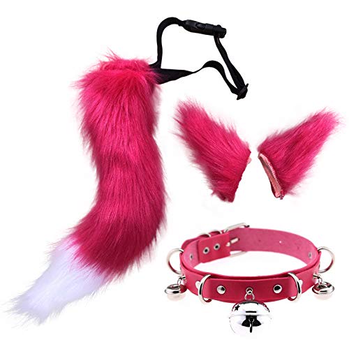 DRESHOW Fuchs Kunstpelz Schwanz Katzenohren Haarspange Halloween Party Kostüm Halsband Cosplay Set für Damen von DRESHOW