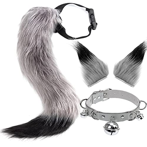DRESHOW Fuchs Kunstpelz Schwanz Katzenohren Haarspange Halloween Party Kostüm Halsband Cosplay Set für Damen von DRESHOW