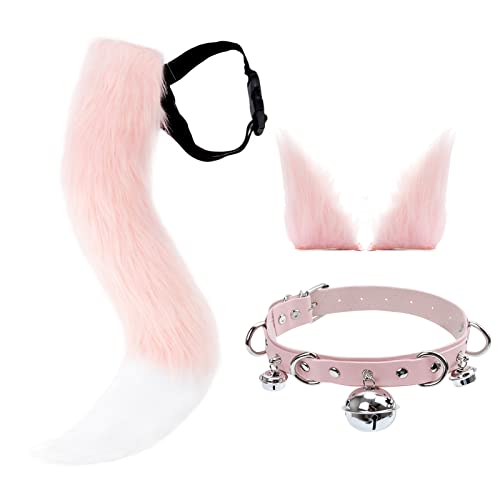 DRESHOW Fuchs Kunstpelz Schwanz Katzenohren Stirnband Halloween Party Kostüm Halsband Cosplay Set für Damen von DRESHOW