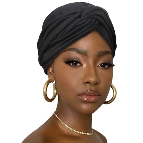DRESHOW Haar Wrap für Damen Gerippte Weich Turban Stretch Jersey Kopftuch Atmungsaktiv Leichtgewicht Turban Einfarbig von DRESHOW