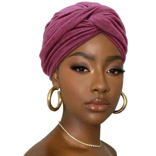 DRESHOW Haar Wrap für Damen Gerippte Weich Turban Stretch Jersey Kopftuch Atmungsaktiv Leichtgewicht Turban Einfarbig von DRESHOW