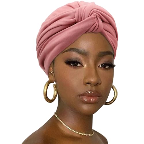 DRESHOW Haar Wrap für Damen Gerippte Weich Turban Stretch Jersey Kopftuch Atmungsaktiv Leichtgewicht Turban Einfarbig von DRESHOW