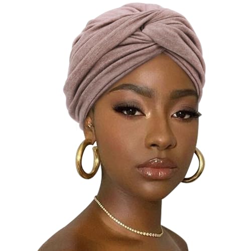 DRESHOW Haar Wrap für Damen Gerippte Weich Turban Stretch Jersey Kopftuch Atmungsaktiv Leichtgewicht Turban Einfarbig von DRESHOW