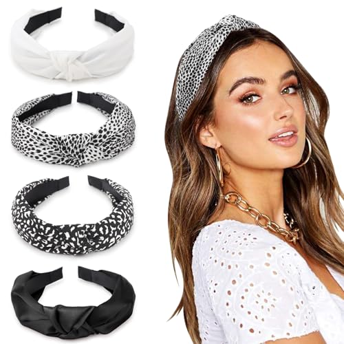DRESHOW Haarreifen Damen Mädchen 4 Stück Verknotet Stirnband Haarreif Damen Boho Breite Haarbänder Anti-Rutsch Haarreifen von DRESHOW