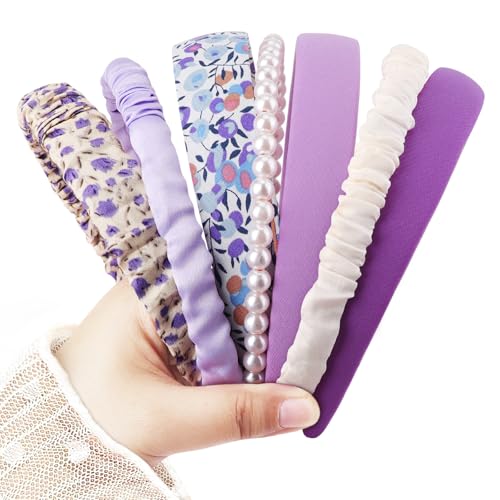 DRESHOW Haarreifen Damen Set Verschiedene Modelle Perlen-Stirnband, Rutschfestes Blumen-Stirnbänder, Gepolsterte Stirnbänder Vintage Haarschmuck für Damen Mädchen von DRESHOW