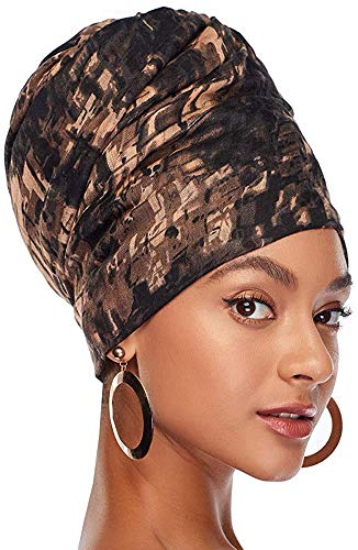 DRESHOW Haarwickel für Schwarze Damen,Jersey Schal Turban Langes Haar Kopfwickel Schal Kopftuch Weiche Stirnband Schals Gap von DRESHOW