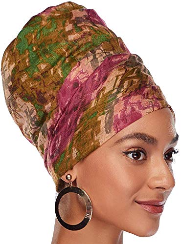 DRESHOW Haarwickel für Schwarze Damen,Jersey Schal Turban Langes Haar Kopfwickel Schal Kopftuch Weiche Stirnband Schals Gap von DRESHOW