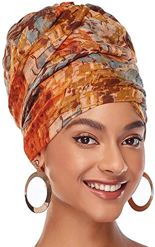 DRESHOW Haarwickel für Schwarze Damen,Jersey Schal Turban Langes Haar Kopfwickel Schal Kopftuch Weiche Stirnband Schals Gap von DRESHOW