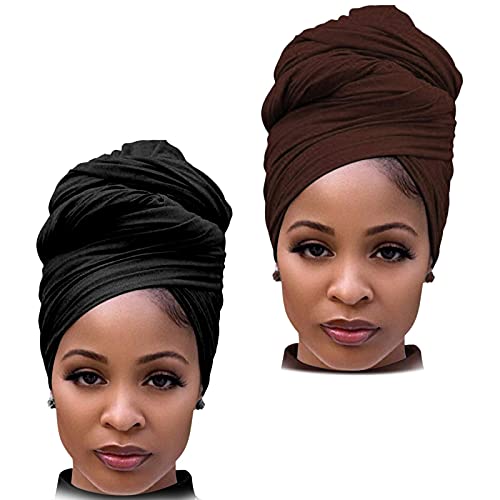 DRESHOW Haarwickel für Schwarze Damen Schal Turban Langes Haar Kopfwickel Schal Kopftuch Weiche Stirnband Schals Gap von DRESHOW