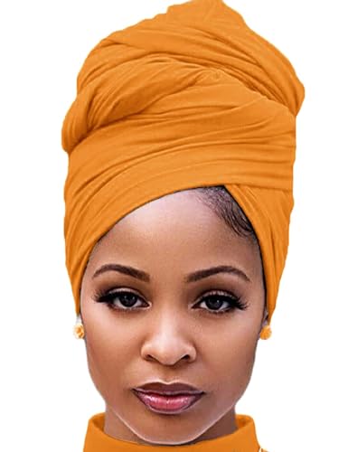 DRESHOW Haarwickel für Schwarze Damen Schal Turban Langes Haar Kopfwickel Schal Kopftuch Weiche Stirnband Schals Gap von DRESHOW