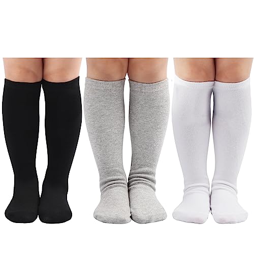 DRESHOW Kinder Kleinkind Fußball Socken Gestreift Knie hohe Baumwolle Socken Uniform Sport Lange Rohr Socken für Jungen Mädchen Kind von DRESHOW