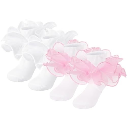 DRESHOW Kleinkind Mädchen Rüschensocken Doppelspitze Rüschenkleid Socken Turn Manschette Knöchel Socken für Kinder von DRESHOW