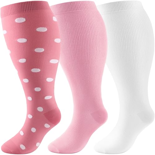 DRESHOW Kompressionsstrümpfe Plus Size für Damen Herren Breite Wadenweite Extra 20-30 mmHg Kniestrümpfe zur Unterstützung der Durchblutung DRESHOW Kompressionsstrümpfe Plus Size für Damen Herren Breite Wadenweite Extra 20-30 mmHg Kniestrümpfe zur Unterstützung der Durchblutung von DRESHOW