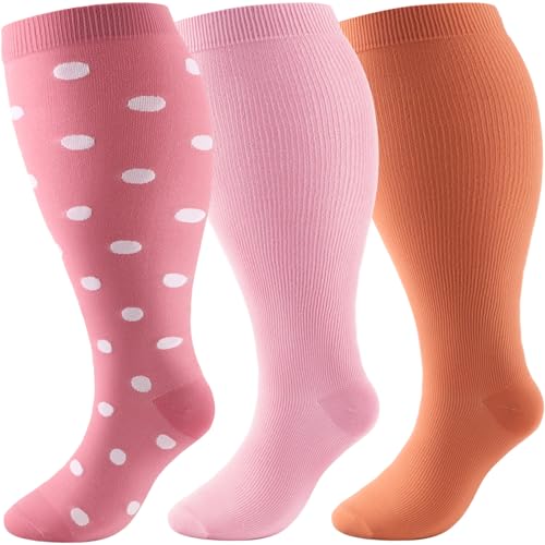 DRESHOW Kompressionsstrümpfe Plus Size für Damen Herren Breite Wadenweite Extra 20-30 mmHg Kniestrümpfe zur Unterstützung der Durchblutung DRESHOW Kompressionsstrümpfe Plus Size für Damen Herren Breite Wadenweite Extra 20-30 mmHg Kniestrümpfe zur Unterstützung der Durchblutung von DRESHOW